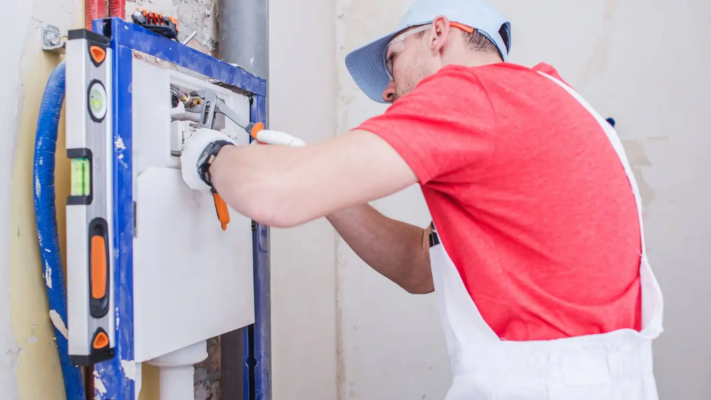 Engineer checking the condensate drain on an air conditioning installation in Bristol